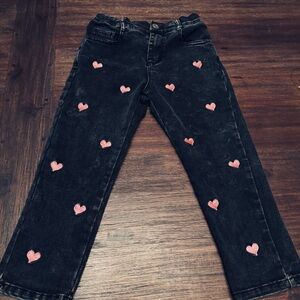 Lola + The Boys Black Jeans with Pink Heart Details